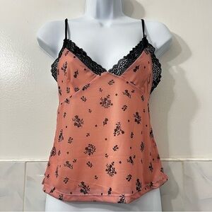 Womens Babydoll Cami Top Small Lace Floral Y2K Whimsical Feminine Fairy Romantic